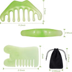 Geiserailie 2 Pcs Jade Combs Esthetician Supplies Massage Stone Hair Gua Sha - Image 2