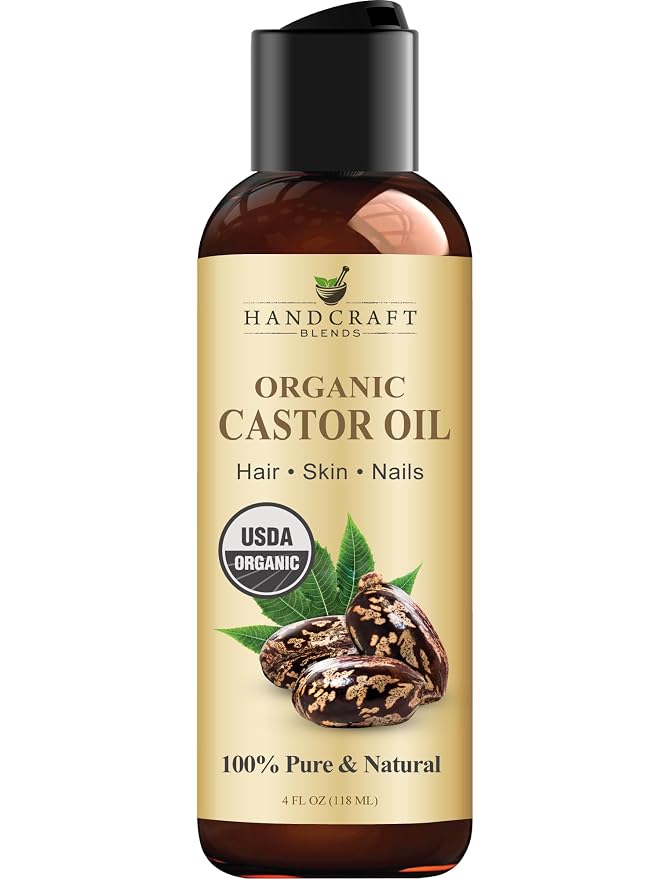 Handcraft Blends Organic Castor Oil 4 Fl Oz | 100% Pure and Natural | Premium by HandcraftBlends