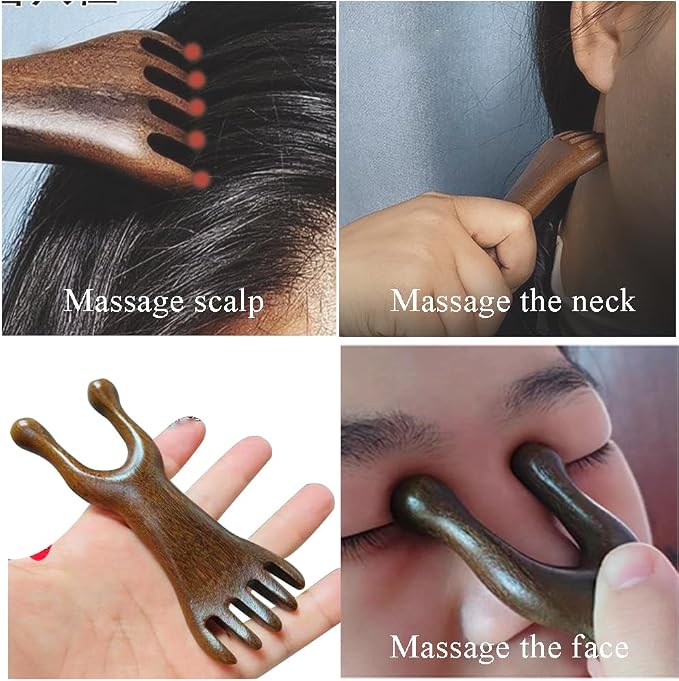 OULIGET Natural Wooden Nose Guasha Massage Tools Anti-Static, Eyes Facial Wood - Image 3