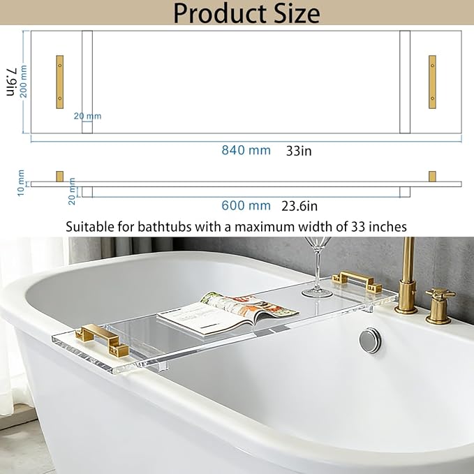 33in Clear Acrylic Bathtub Caddy - Image 7