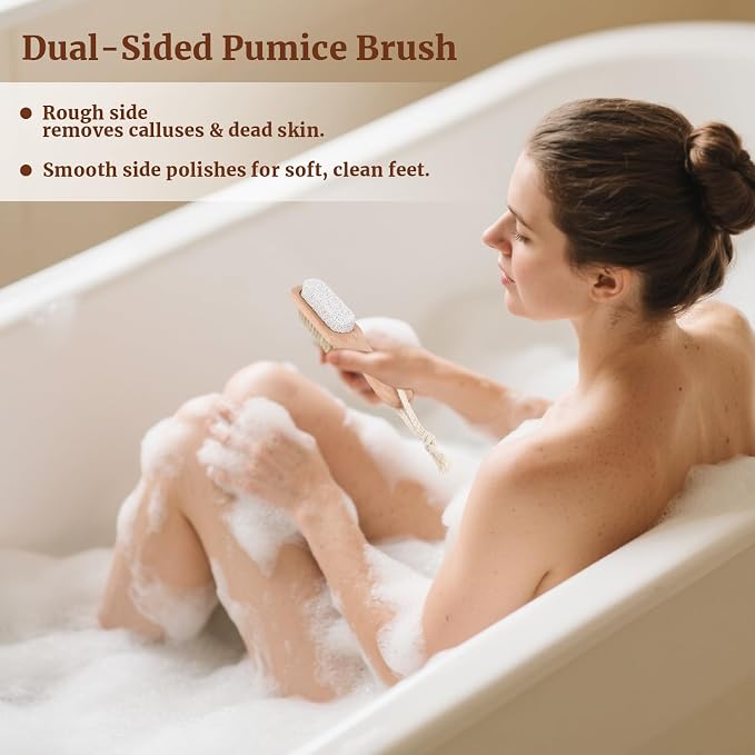 Dry Brush Set-4 Packs Natural Boar Bristle Dry Brushing Body Brush Exfoliating - Image 7