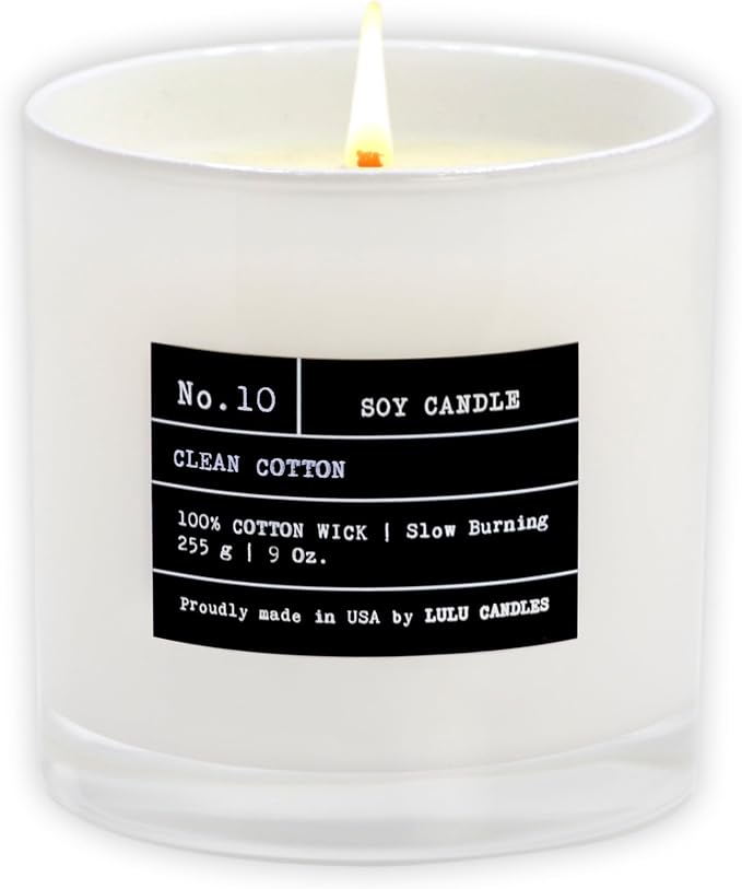 Lulu Candles | Clean Cotton Scented Candle | Luxury Scented Soy Jar Candle | by LULUCANDLES