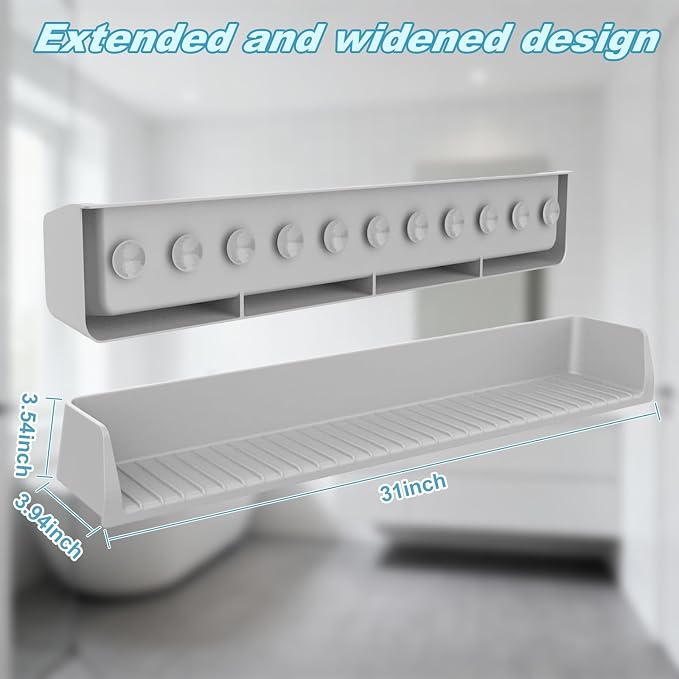 Bathtub Splash Guard for Kids, 2.6 FT Silicone Bathtub Play Shelf - Image 4