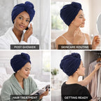 100% Turkish Cotton Hair Towel Wrap 2 Pack – Oeko-TEX Certified Quick Dry Turban - Image 8
