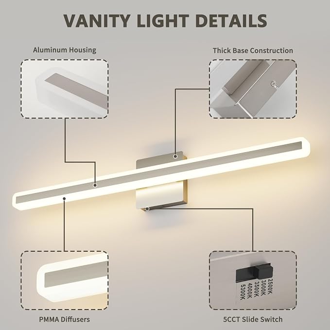 JUSHENG Brushed Nickel Vanity Lights - Image 5