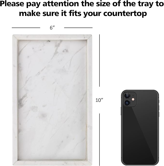 WORHE Italy Marble Vanity Tray for Jewelry, Towel Natural Modern Decorative - Image 3