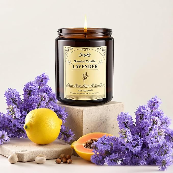 Lavender Scented Candles, 7oz Soy Wax Candle, Long Lasting Aromatherapy Jar - Image 4