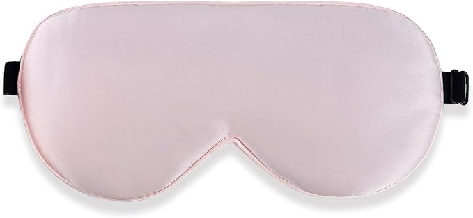 Alaska Bear Natural Silk Sleep Eye Mask Pink, Back Black by ALASKABEAR