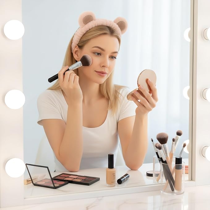 Bear Ears Headband, Cute Spa Headband and Wristband Set Washing Face Skincare - Image 3