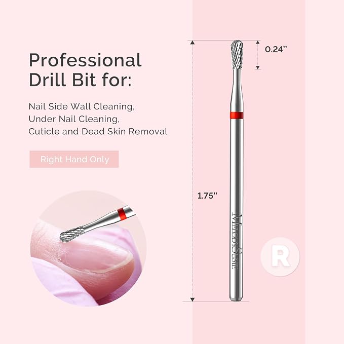 MelodySusie Cuticle Clean Nail Drill Bit, Professional Safety Carbide Under - Image 3