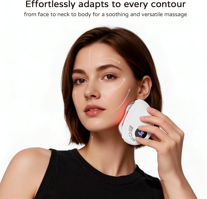 Professional LED Red Light Gua Sha Massager, 9-Level Adjustable Face and Neck - Image 4