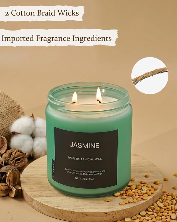 Jasmine Home Scented Candles, 13oz Organic Soy Wax, 76-Hour Clean Burning - Image 5