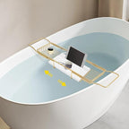 Stainless Steel Bathtub Tray, Expandable Marble Bath Tray - Image 2
