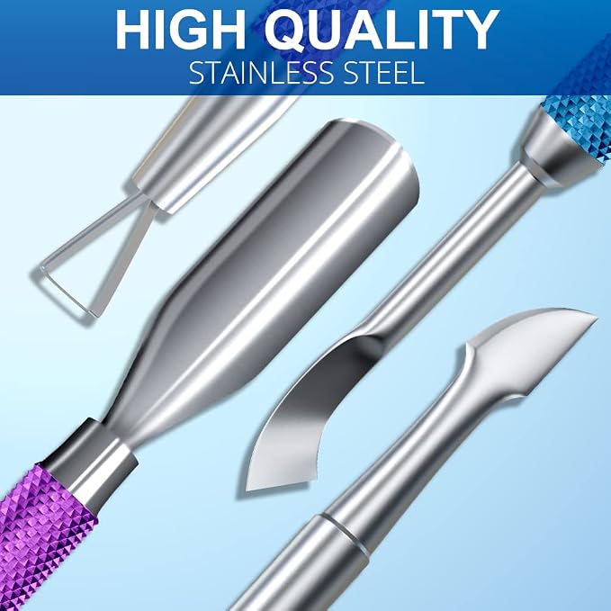 2PCS Metal Cuticle Pusher and Scraper, Nail Trimmer Cutter Stainless Steel Gel - Image 6