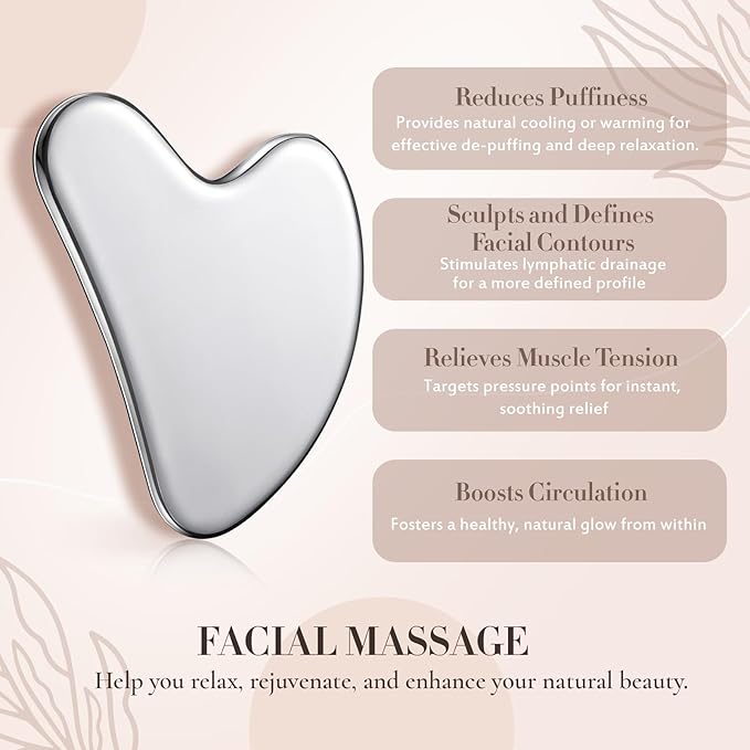 Nuanchu Stainless Steel Gua Sha Facial Tool, Metal Gua Sha - Image 5