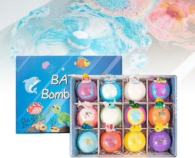 Bath Bombs with Surprise Inside, 6/12 Pack Fizzy Bubble Bath Gift Set, Dinosaur by Unknown