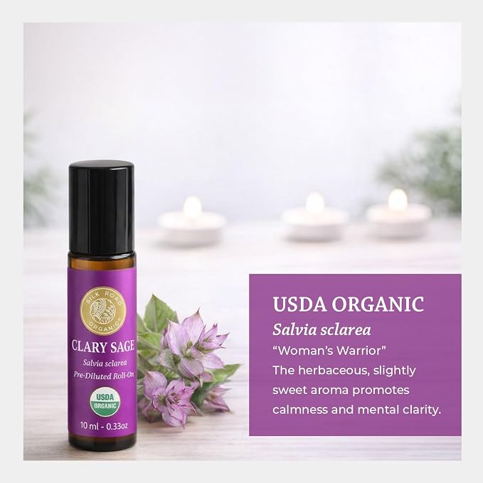 Silk Road Organic Clary Sage Essential Oil Roll On, 100% Pure USDA Certified - Image 6