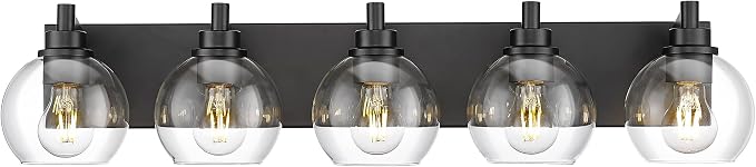 Bathroom Light Fixtures, 5 Light Matte Black Vanity Light, 32 Inch Modern Wall by Metwet