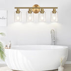 4-Light Bathroom Light Fixtures, Brushed Gold Modern Vanity Lights Over Mirror - Image 9