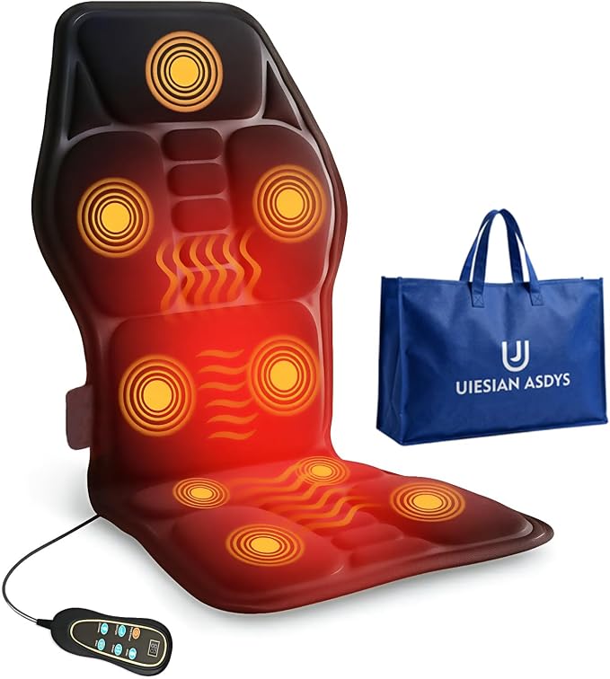 Back Massager with Heat, Vibration Massage Seat Cushion with 8 Massage Nodes & by birthdaygiftsforwomen