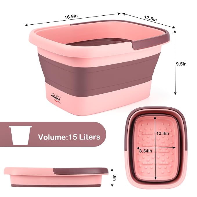 Foot Bath Collapsible Foot Soak Tub, Beinilai Collapsible Foot Bath Basin - Image 4