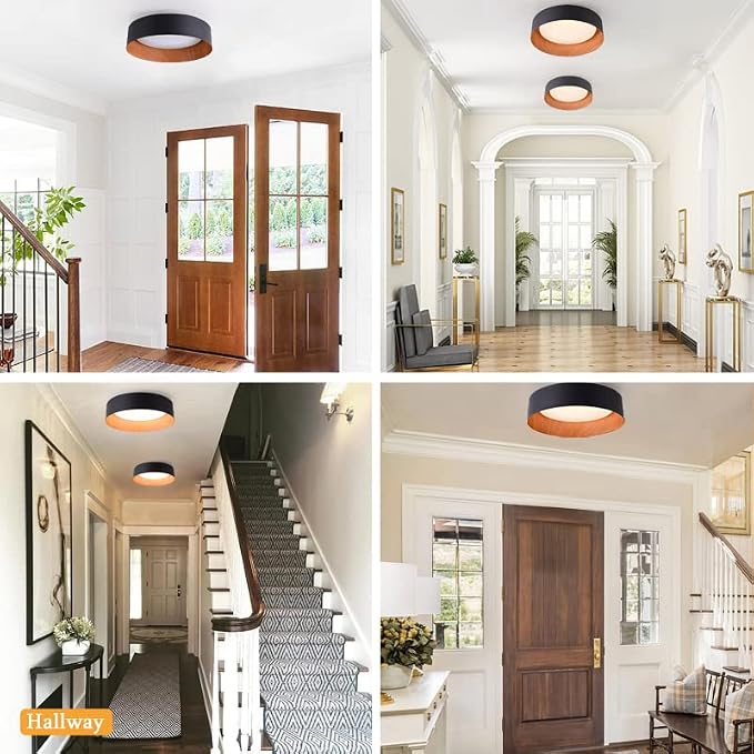 Bargeni Flush Mount Ceiling Light, 13 inch Ceiling Light Fixtures, Matte Black - Image 7