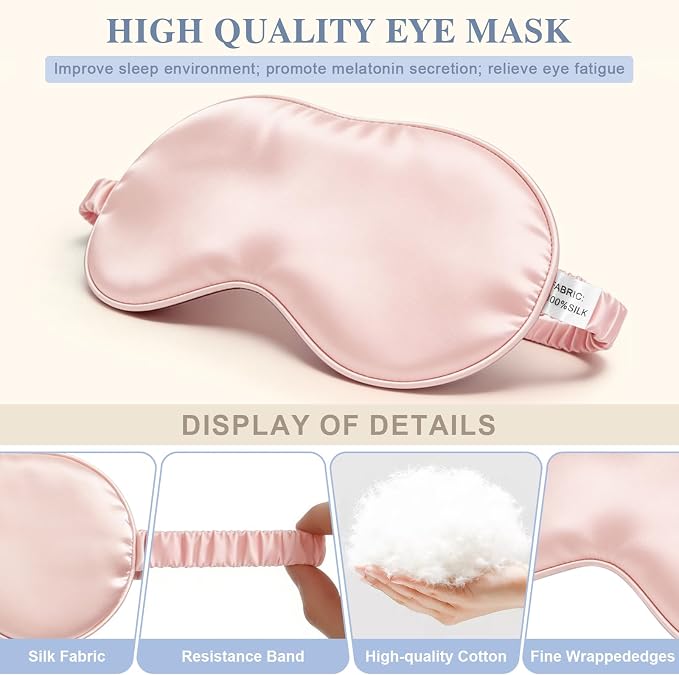 Silk Sleep Mask, Eye Mask for Sleep Women Men, Mulberry Sleeping Mask - Image 4