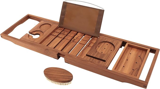 VaeFae Premium Teak Bathtub Tray, Expandable Wooden Bath Tray by VaeFaeDirect