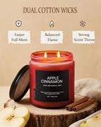 Apple Cinnamon Home Scented Candles, 13oz Organic Soy Wax, 76-Hour Clean Burning - Image 4
