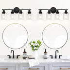 4-Light Bathroom Light Fixtures, Matte Black Modern Vanity Lights Over Mirror - Image 7