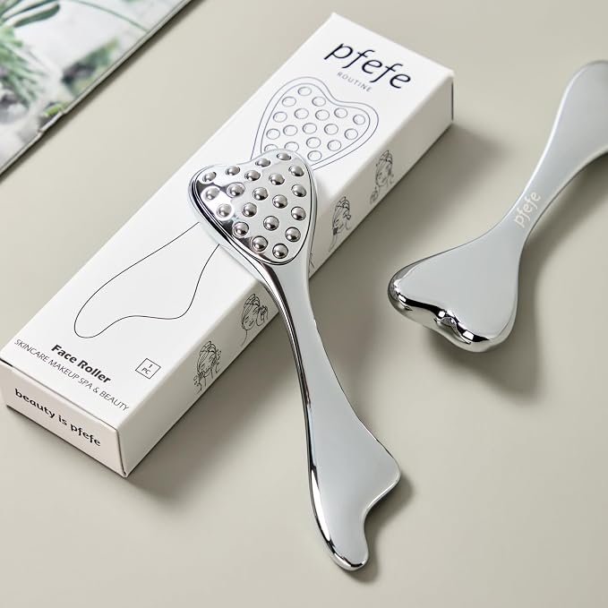 pfefe Stainless Steel Gua Sha & Face Roller, 3-in-1 Dolphin Facial Roller - Image 7