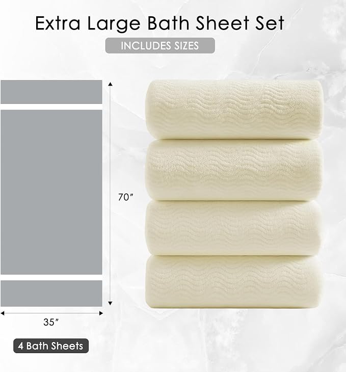 4 Piece Extra Large Bath Towel 35"x70" Oversized Bath Sheet Bath Towel Set - Image 5