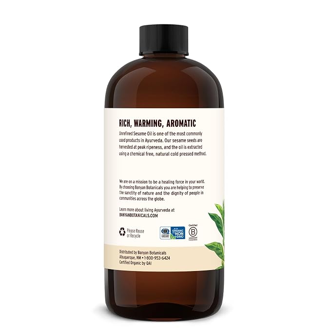 Banyan Botanicals Organic Unrefined Sesame Oil – Rich & Warming Ayurvedic - Image 6