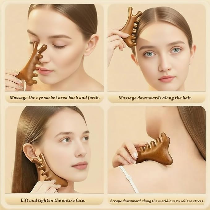 4-in-1 Natural Sandalwood Gua Sha Massage Tool - Image 4