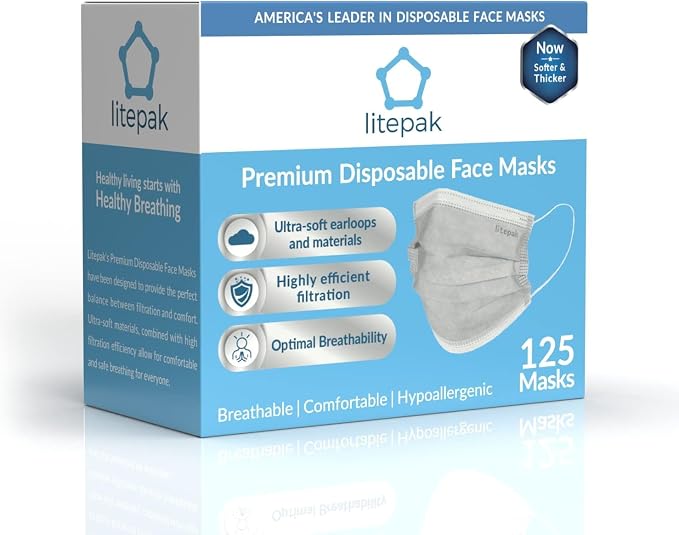 Litepak 125-Pack Disposable Face Mask Premium Comfort Earloops - Image 6