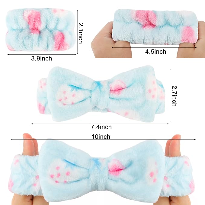 WHAVEL 6PCS Spa Headband and Wristbands Set, Face Wash Headband Wrist Bands - Image 5