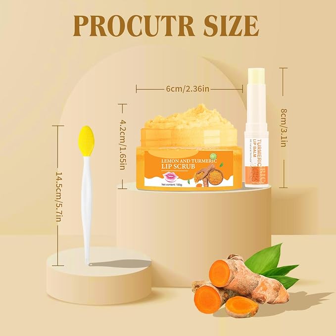 3PCS Turmeric Lip scrub 100g and Turmeric Lip Balm, Lip Scrubber Exfoliator - Image 7
