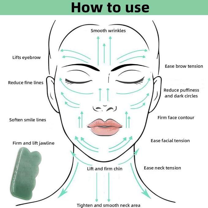 Gua Sha Facial Tool Natural Jade Stone Massage Board Tools - Image 3