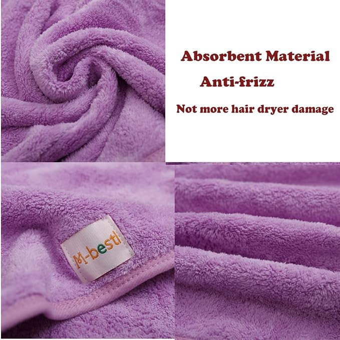 M-bestl 2 Pack Microfiber Hair Towel Wrap, Hair Drying Towel - Image 3