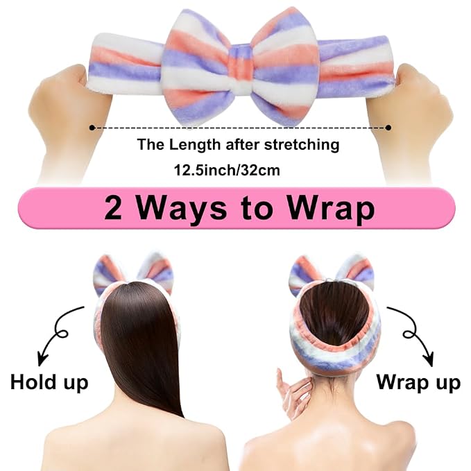 Shintop Women Fashion Lovely Soft Carol Fleece Bowknot Bow Makeup Cosmetic - Image 3
