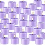 50 Pack Bulk Lavender Scented Tealight Candles in Clear Cup - Image 8