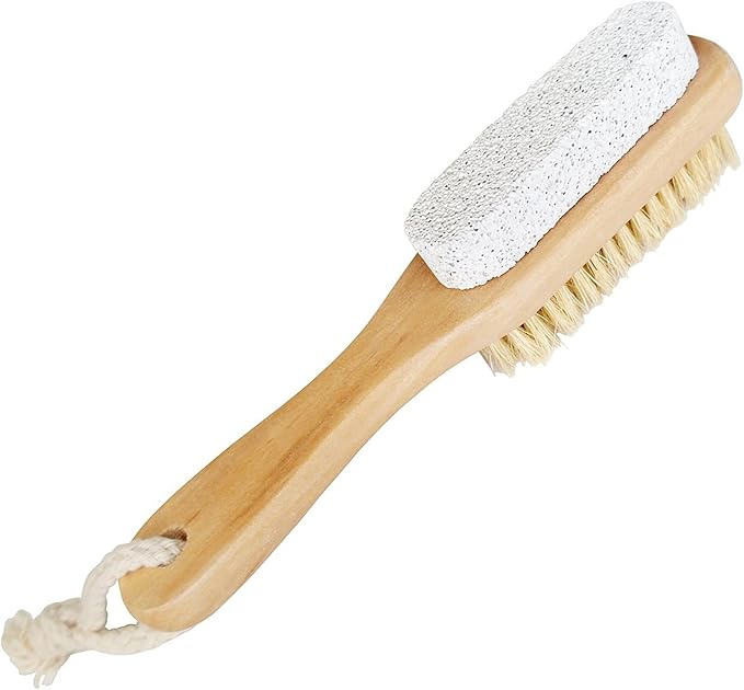 Natural Soft Bristle Foot Brush and Pumice Stone Combo by Aisilk