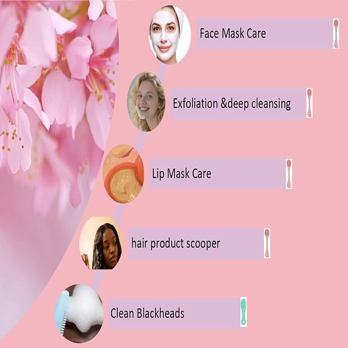 Silicone Cleansing Brush 2pcs, Mask Applicator and Skincare - Image 5