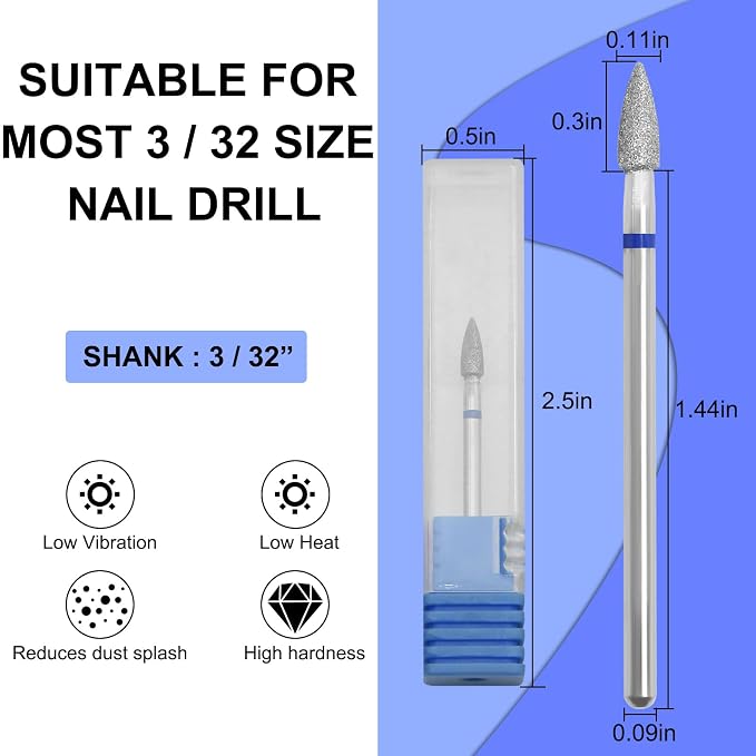 Diamond Nail Drill Bits Efile Cuticle Drill Bit Nail Buffer Bit Russian - Image 2