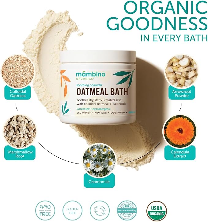 Mambino Organics Soothing Colloidal Oatmeal Bath Soak Powder, - Image 2