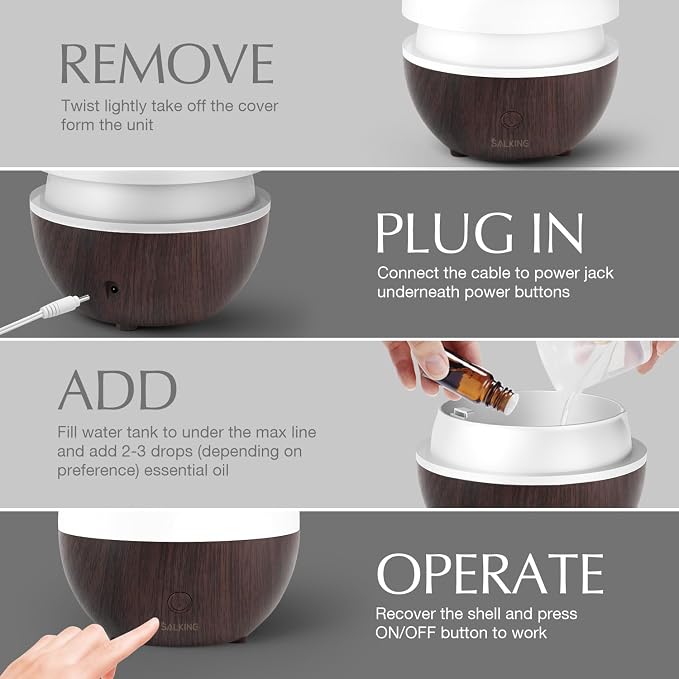 SALKING Essential Oil Diffuser, 100ml Small Ultrasonic Aromatherapy Diffuser - Image 6