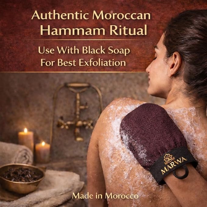 Moroccan Kessa Exfoliating Glove – Medium Hammam Exfoliating Mitt – Dead Skin - Image 5