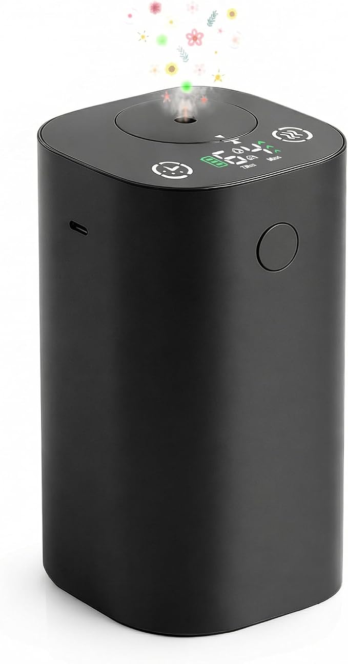 Waterless Essential Oil Diffuser, Rechargeable Cordless Scent Diffuser Machine by QIQIMARK