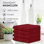 Avalon Towels Cotton Washcloths 24-Pack – 12 x 12 Inch Red Super Soft & - Image 6