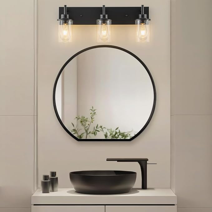 GoYeel Vanity Lighting Fixtures, Matte Black Bathroom Light Fixtures 3-Light - Image 6